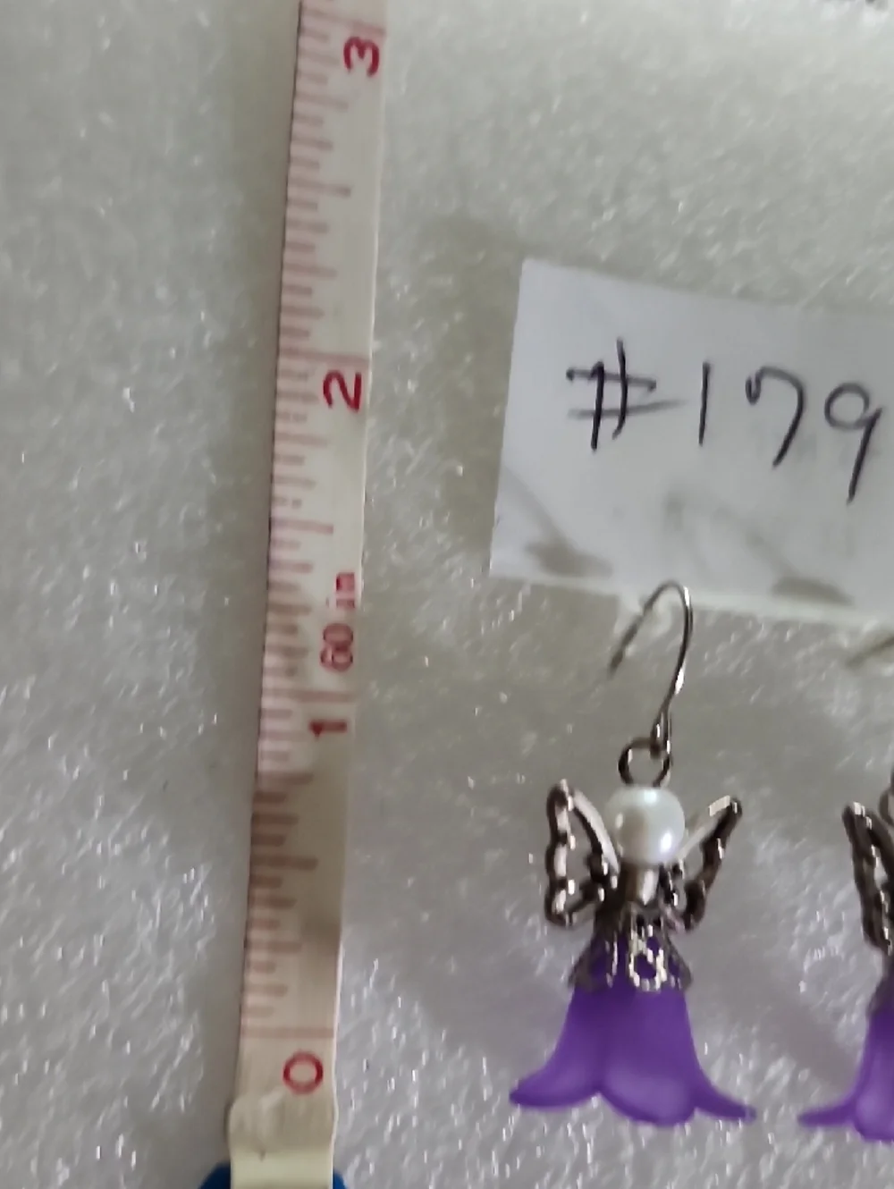 Hand Crafted Purple Angel Flower Drop Earrings with Pearl